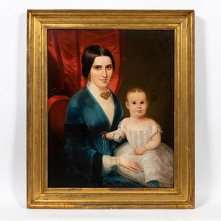 AMERICAN SCHOOL, PORTRAIT OF MOTHER AND SON