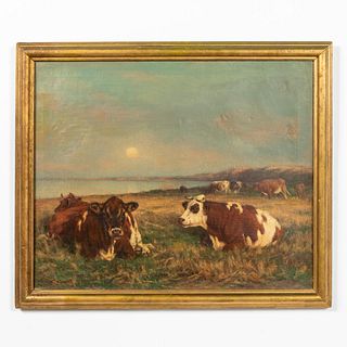 WILLIAM HENRY HOWE, COWS, OIL ON CANVAS, 1898