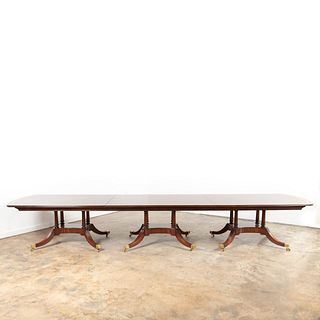 MAHOGANY TRIPLE PEDESTAL DINING TABLE FOR 14