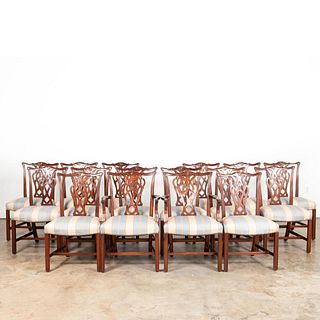 SET, SIXTEEN CHIPPENDALE STYLE DINING CHAIRS