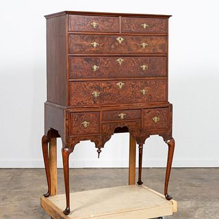 18TH C. NEW ENGLAND QUEEN ANNE CHEST ON STAND