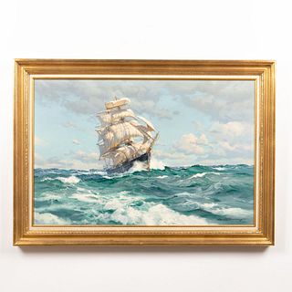 CHARLES VICKERY, ROLLING SEA NAUTICAL OIL PAINTING