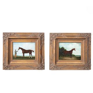PAIR, EQUESTRIAN PAINTINGS ON CANVAS BY SHIPLEY