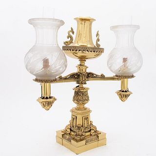 ENGLISH GILT-BRONZE DOUBLE ARGAND LAMP, C. 1830