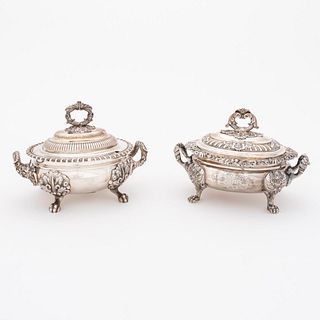 TWO GEORGE III STERLING SILVER SAUCE TUREENS
