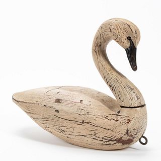 CONTEMPORARY WHITE SWAN WOODEN DECOY
