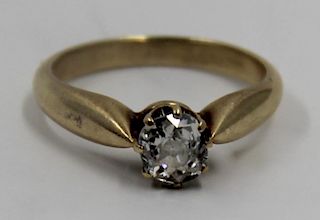 JEWELRY. Antique Solitaire Diamond and 14kt Gold