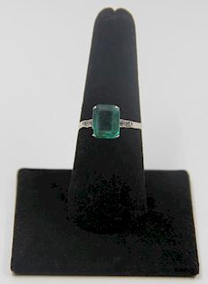 JEWELRY. 14kt Gold, Emerald and Diamond Ring.
