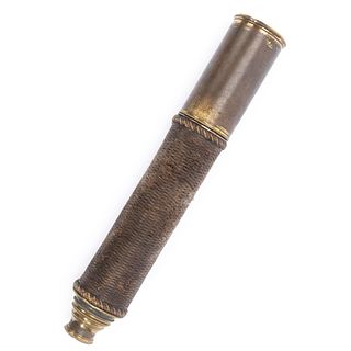 19TH C. ONE-DRAW ROPE COVERED BRASS TELESCOPE