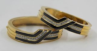 JEWELRY. Pair of 18kt Gold, Diamond and Onyx