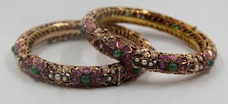 JEWELRY. Pair of Middle Eastern 14kt Gold, Ruby,