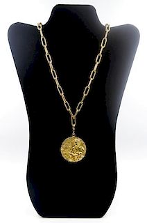 JEWELRY. 18kt Gold Tiffany Aquarius Pendant and