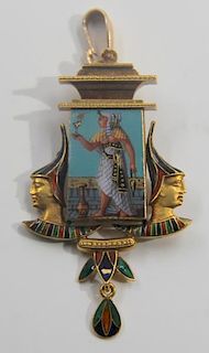 JEWELRY. Enamel Decorated Egyptian Revival