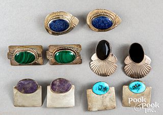 Five pairs of Native American Indian earrings