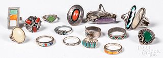 Group of Native American Indian silver rings