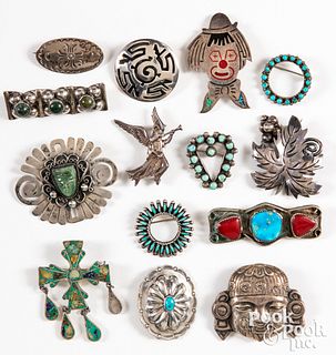 Native American Indian & Mexican pins & brooches