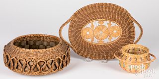 Pasamaquoddy Indian ash and sweetgrass basket