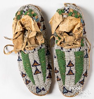 Pair of Sioux Indian beaded moccasins, ca. 1900