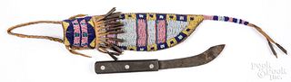 Sioux Indian beaded sheath with knife