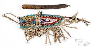 Teton Sioux Indian beaded sheath & knife
