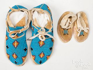 Pair of Sioux Indian beaded moccasins