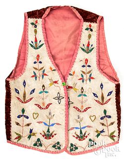 Santee Sioux Indian silk-lined beaded vest