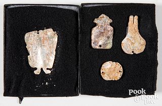 Excavated California abalone shell pendants