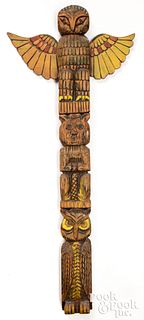 Northwest Coast Indian carved & painted totem pole