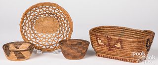 Four Native American Indian baskets