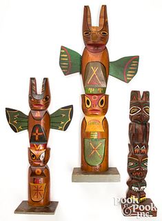 Two Northwest Coast Indian carved totem poles