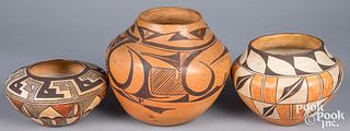 Two Acoma Indian polychrome pottery ollas, etc.
