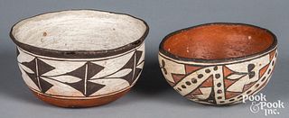 Two polychrome Acoma Indian pottery bowls