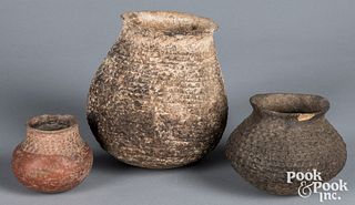 Three early Anasazi Indian pottery pots