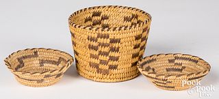 Three small sized Papago Indian baskets