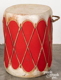 Large painted Cochiti Pueblo Indian hide drum