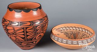 Two pieces of Jemez Pueblo Indian pottery