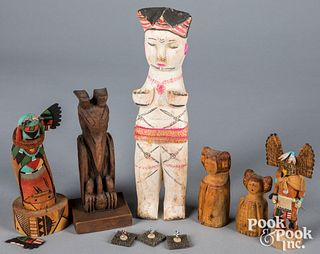 Native American Indian carved wood items