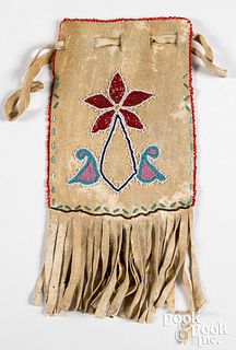 Plains Indian beaded leather purse bag