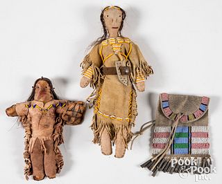 Two Plains Indian style hide dolls