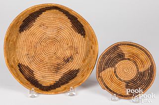 Two California Indian coiled Mission baskets