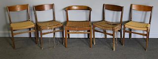 Lot of 5 Midcentury Hans Wegner Style Chairs.