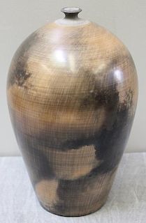 Nancee Meeker 1981 Pit Fired and Etched Vase.