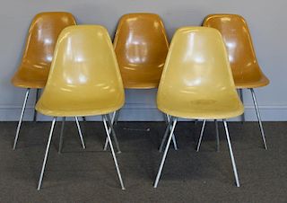 Set of 5 Eames for Herman Miller Shell Chairs.