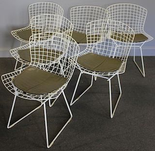 Midcentury Set of 6 Harry Bertoia Wire Chairs.