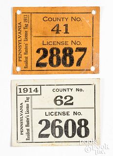 1913 and 1914 PA fabikoid cloth hunting license