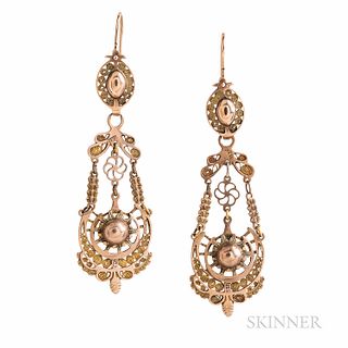 Antique Gold Filigree Day/Night Earrings