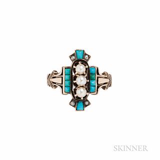 Victorian Gold, Turquoise, and Pearl Ring