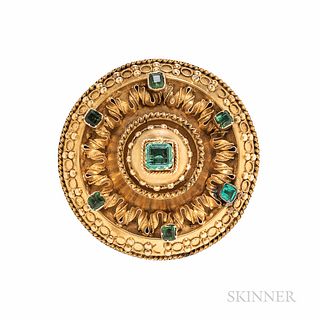 Antique Gold and Emerald Brooch