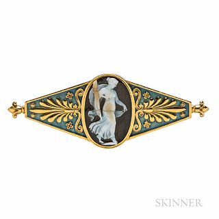 Belle Epoque Georges Fouquet 18kt Gold, Hardstone Cameo, and Enamel Brooch