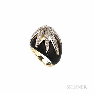 14kt Gold, Enamel, and Diamond Dome Ring